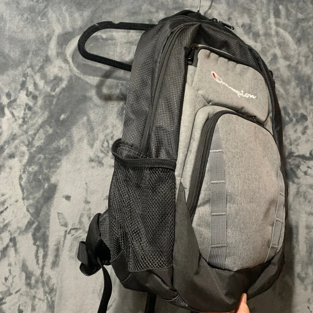 Champion Authentic Gray Black Ripstop Backpack School Travel Bag NWT